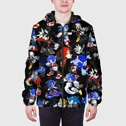Куртка с капюшоном мужская Sonic паттерн, цвет: 3D-черный — фото 2