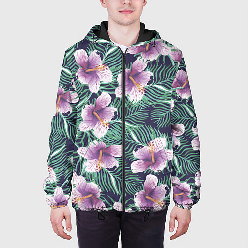 Мужская куртка Тропический цветок / 3D-Черный – фото 3
