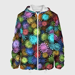 Куртка с капюшоном мужская Разноцветные вирусы, цвет: 3D-белый