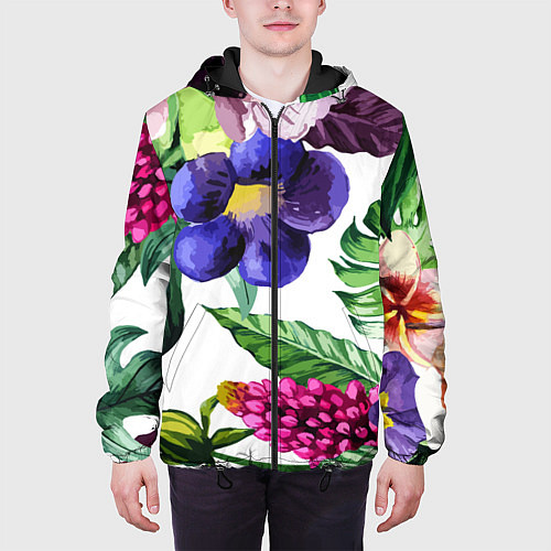 Мужская куртка Цветы / 3D-Черный – фото 3