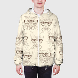 Куртка с капюшоном мужская Кошачий арт, цвет: 3D-белый — фото 2