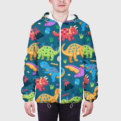 Куртка с капюшоном мужская Арт с динозаврами, цвет: 3D-белый — фото 2