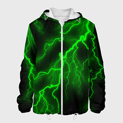 Куртка с капюшоном мужская МОЛНИЯ GREEN NEON, цвет: 3D-белый