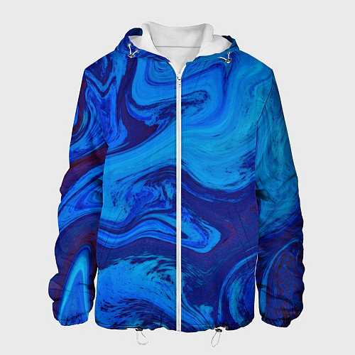 Мужская куртка Абстракция синяя с голубым / 3D-Белый – фото 1