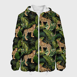 Куртка с капюшоном мужская Versace Леопарды, цвет: 3D-белый