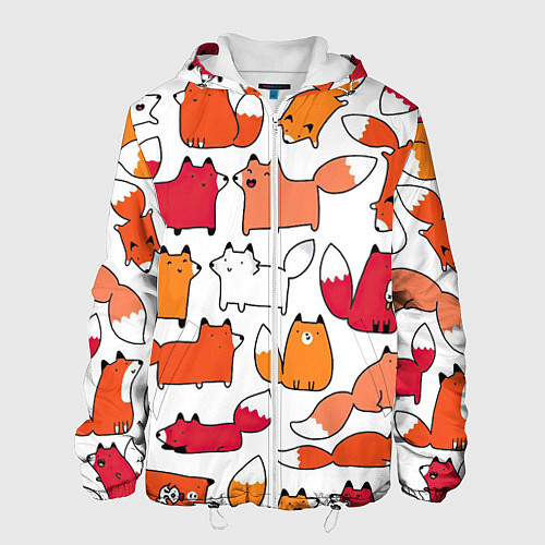 Мужская куртка Милые лисы / 3D-Белый – фото 1