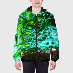 Куртка с капюшоном мужская Кислотные разводы краски, цвет: 3D-черный — фото 2