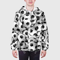 Куртка с капюшоном мужская Футбольные мячи много, цвет: 3D-белый — фото 2