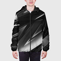 Куртка с капюшоном мужская GEOMETRY STRIPES BLACK & WHITE, цвет: 3D-черный — фото 2