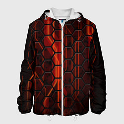 Куртка с капюшоном мужская Огненные соты, цвет: 3D-белый