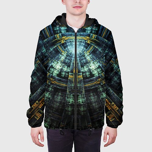 Мужская куртка Фрактал узор будущее масоны / 3D-Черный – фото 3