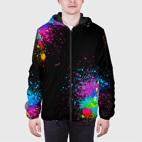 Мужская куртка Брызги красок / 3D-Черный – фото 3