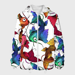 Куртка с капюшоном мужская Рыбки кои, цвет: 3D-белый