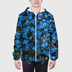 Куртка с капюшоном мужская Поле синих цветов фиалки лето, цвет: 3D-белый — фото 2