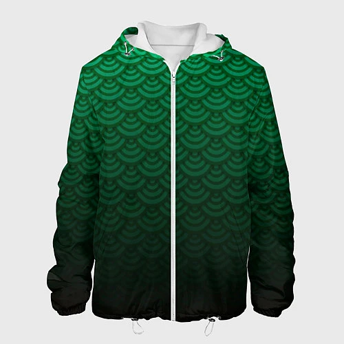 Мужская куртка Узор зеленая чешуя дракон / 3D-Белый – фото 1