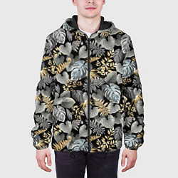 Куртка с капюшоном мужская Серебряные листочки, цвет: 3D-черный — фото 2