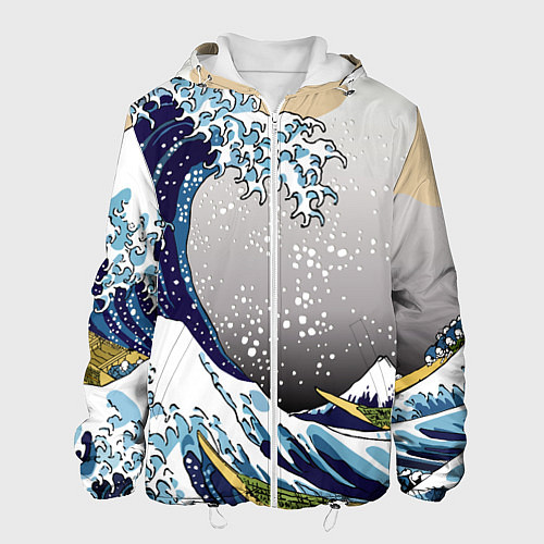 Мужская куртка The great wave off kanagawa / 3D-Белый – фото 1