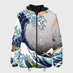 Куртка с капюшоном мужская The great wave off kanagawa, цвет: 3D-черный