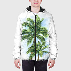 Куртка с капюшоном мужская Пальмы над головой, цвет: 3D-черный — фото 2