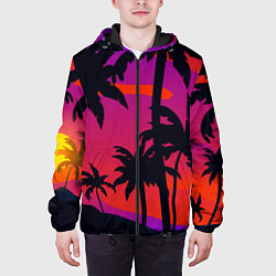 Куртка с капюшоном мужская Тропический пляж, цвет: 3D-черный — фото 2
