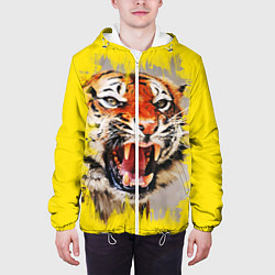 Куртка с капюшоном мужская Оскал тигра, цвет: 3D-белый — фото 2