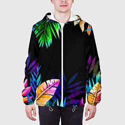 Куртка с капюшоном мужская Тропическая Ночь, цвет: 3D-белый — фото 2