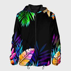 Куртка с капюшоном мужская Тропическая Ночь, цвет: 3D-черный