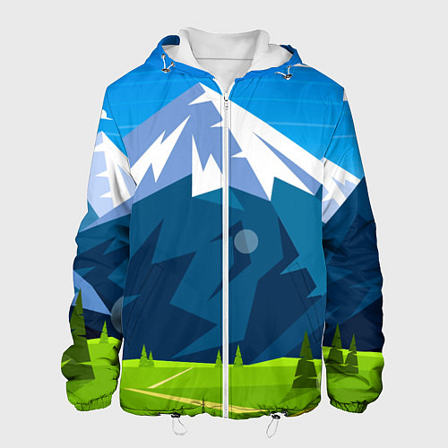 Мужская куртка Горы пейзаж природа вектор / 3D-Белый – фото 1