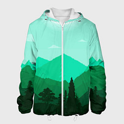 Куртка с капюшоном мужская Горы пейзаж дикая природа, цвет: 3D-белый