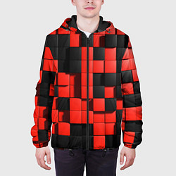 Куртка с капюшоном мужская КУБИКИ 3D, цвет: 3D-черный — фото 2