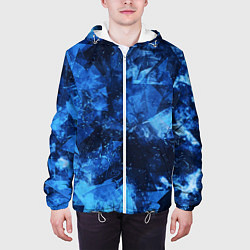 Куртка с капюшоном мужская Blue Abstraction, цвет: 3D-белый — фото 2