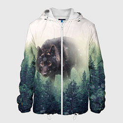 Куртка с капюшоном мужская Волк, цвет: 3D-белый