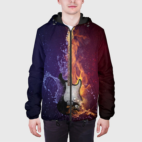 Мужская куртка Гитара огня / 3D-Черный – фото 3