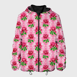 Куртка с капюшоном мужская Декор из нежных роз, цвет: 3D-черный