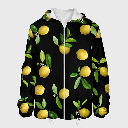 Мужская куртка Лимоны на черном / 3D-Белый – фото 1