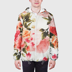 Куртка с капюшоном мужская Нежный букет, цвет: 3D-белый — фото 2