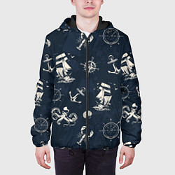 Куртка с капюшоном мужская Nautical art, цвет: 3D-черный — фото 2