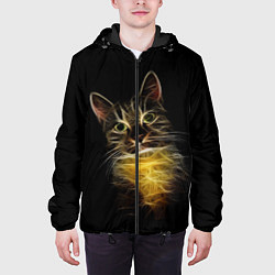 Куртка с капюшоном мужская Дымчато-световой кот, цвет: 3D-черный — фото 2