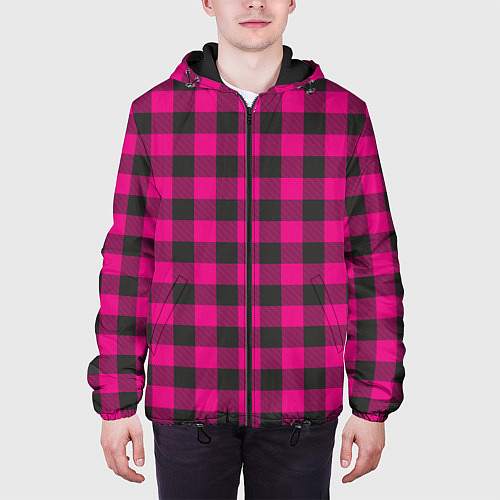 Мужская куртка Розовая клетка / 3D-Черный – фото 3