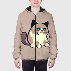 Куртка с капюшоном мужская Великий Grumpy Cat, цвет: 3D-черный — фото 2