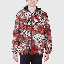 Куртка с капюшоном мужская Кровавый ахегао, цвет: 3D-черный — фото 2