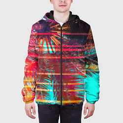 Куртка с капюшоном мужская Palm glitch art, цвет: 3D-черный — фото 2