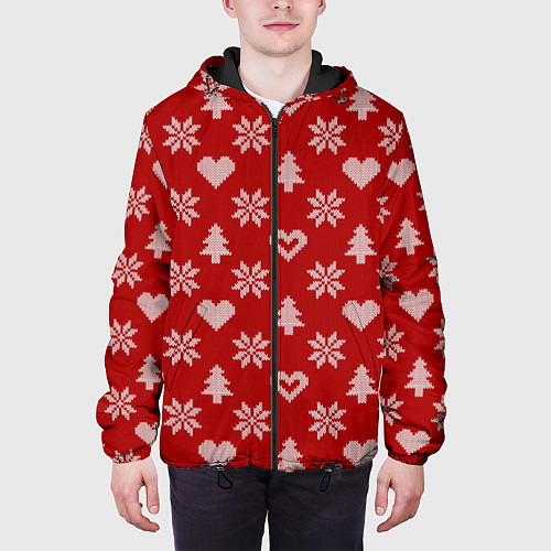 Мужская куртка Красный рождественский свитер / 3D-Черный – фото 3