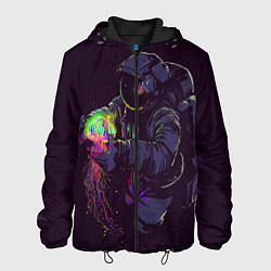 Куртка с капюшоном мужская Медуза и космонавт, цвет: 3D-черный