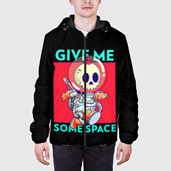 Куртка с капюшоном мужская Скелет космонавт, цвет: 3D-черный — фото 2