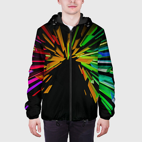 Мужская куртка Осколки кристалла / 3D-Черный – фото 3
