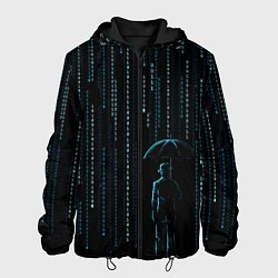 Куртка с капюшоном мужская Двоичный дождь, матрица, цвет: 3D-черный
