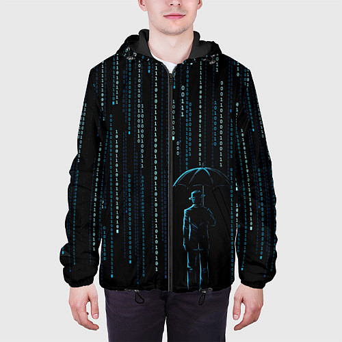 Мужская куртка Двоичный дождь, матрица / 3D-Черный – фото 3