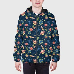 Куртка с капюшоном мужская Космические будни, цвет: 3D-черный — фото 2