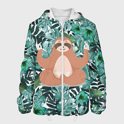 Куртка с капюшоном мужская Ленивец Йог, цвет: 3D-белый